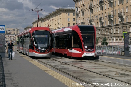 Трамвай 73-931(М) "Витязь" маршрут 60 Автово